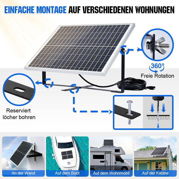 25Wp 12V Solarmodul Monokristallin Erhaltungsladegerät Kit