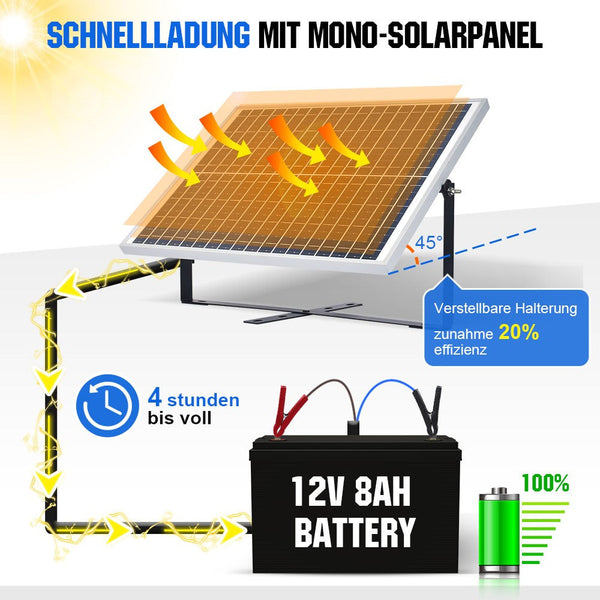 25Wp 12V Solarmodul Monokristallin Erhaltungsladegerät Kit