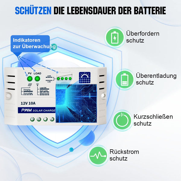 25Wp 12V Solarmodul Monokristallin Erhaltungsladegerät Kit