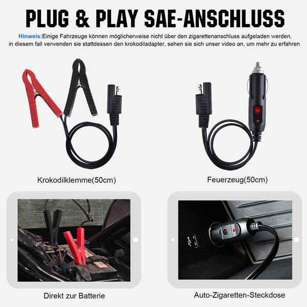 5Wp 10Wp Tragbares Solar-Erhaltungsladegerät für 12V-Batterien in Auto & Boot