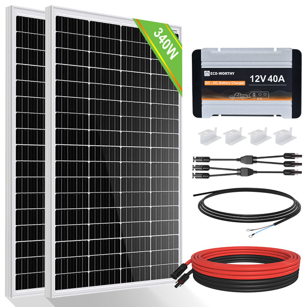 340Wp 12V Komplettset Solaranlage mit 40A MPPT DC Zu DC Batterieladegerät