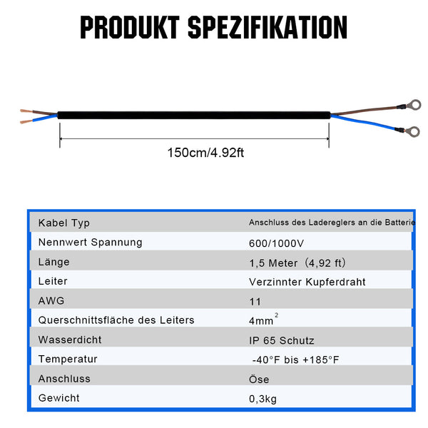 Batterie-zu-Controller-Tray-Kabel mit Batterieringen
