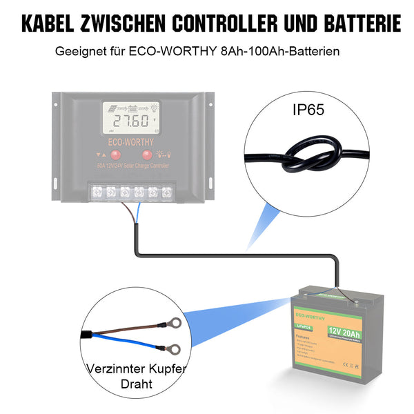 Batterie-zu-Controller-Tray-Kabel mit Batterieringen