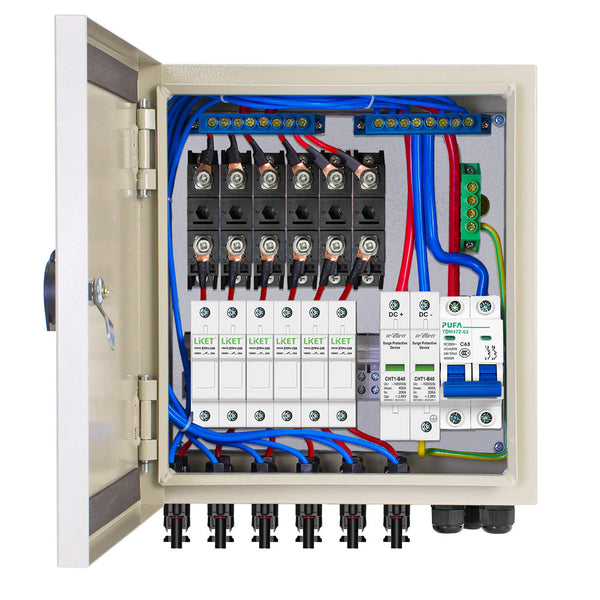 6-saitige PV-Kombinationsbox mit 6*10A Leistungsschaltern für Solaranlage