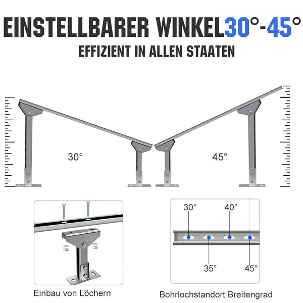 Verstellbare mehrteilige Solarmodul Montagehalterungen für 1-4 Stück Solarmodule