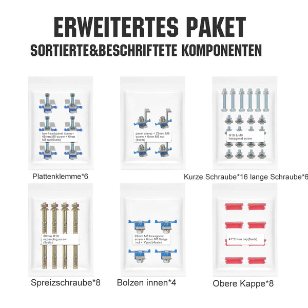 Verstellbare mehrteilige Solarmodul Montagehalterungen für 1-4 Stück Solarmodule
