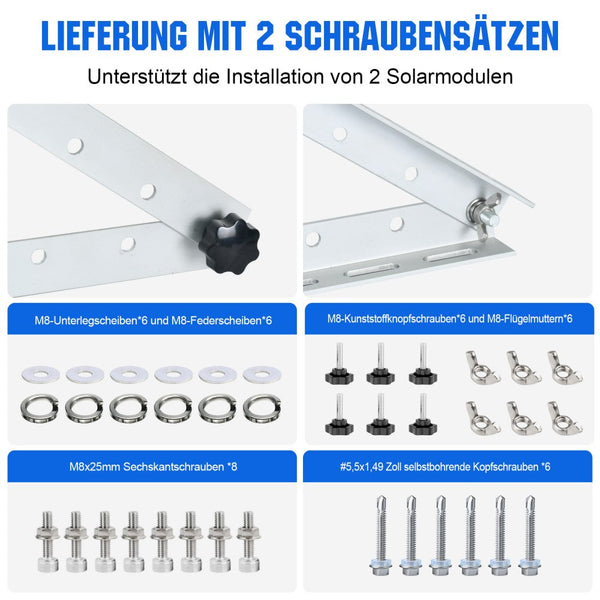 114cm Solarpanel-Neigungshalterungen mit einstellbarem Winkel