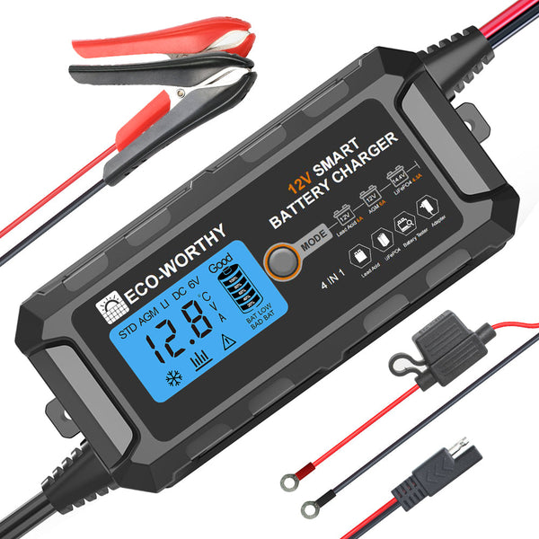5A & 10A 12V Automatisch Slim Batterijlader met LCD-display voor Lithium (LiFePO4) Batterijen