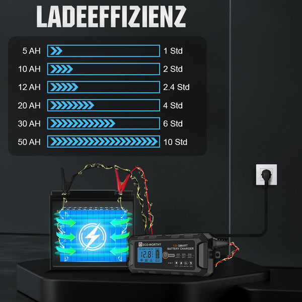 5A & 10A 12V Automatisch Slim Batterijlader met LCD-display voor Lithium (LiFePO4) Batterijen
