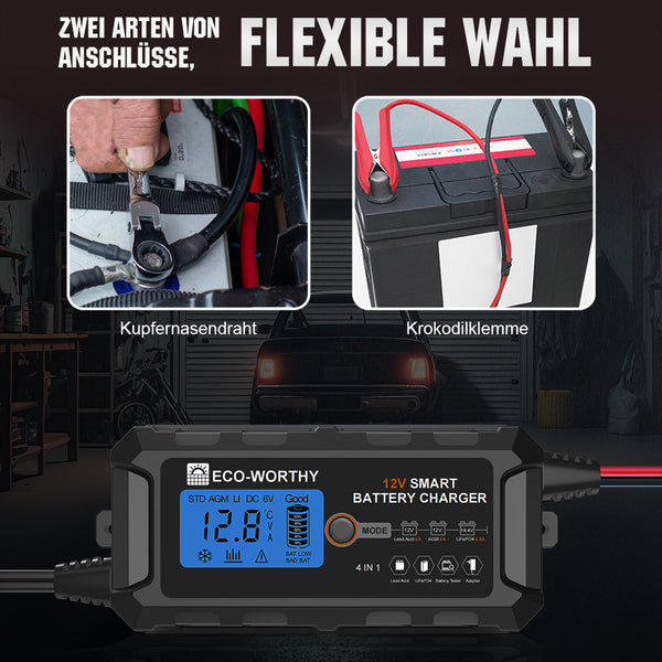 5A & 10A 12V Automatisch Slim Batterijlader met LCD-display voor Lithium (LiFePO4) Batterijen