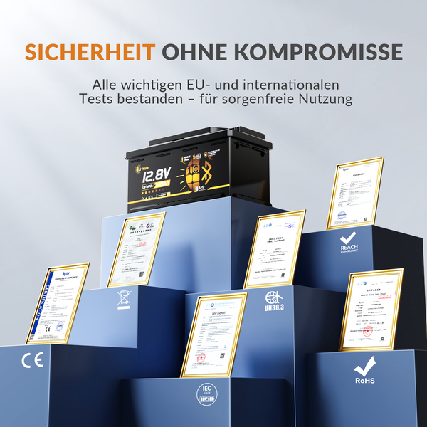Lithink 12V 140Ah H190 LiFePO4-accu met Bluetooth & zelfverwarming, 200A BMS – DIN H8 voor onder de stoel in camper
