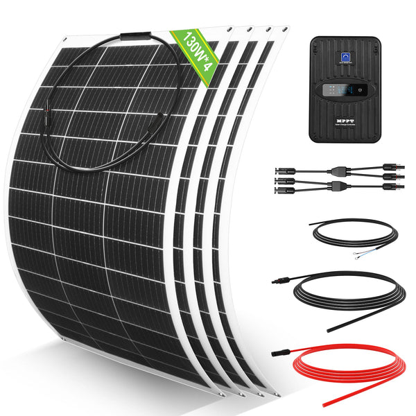 Wohnmobile 130Wp 260Wp 390Wp 520Wp 12V Basispaket Solaranlage mit 130Wp Semi-Flexibles Solarmodul