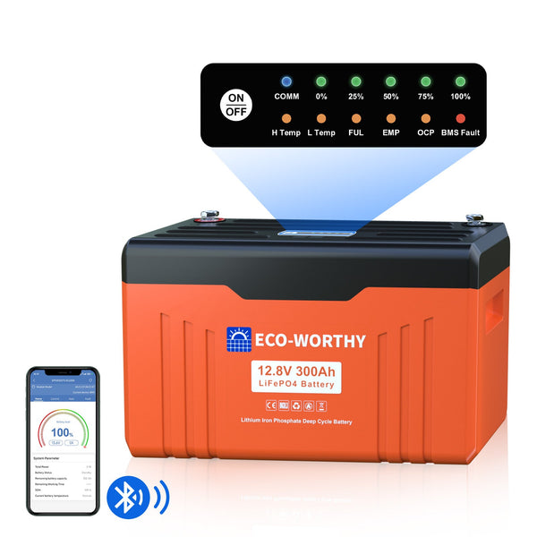 12V 300Ah LiFePO4 Lithiumbatterij met Bluetooth en ondertemperatuurbescherming