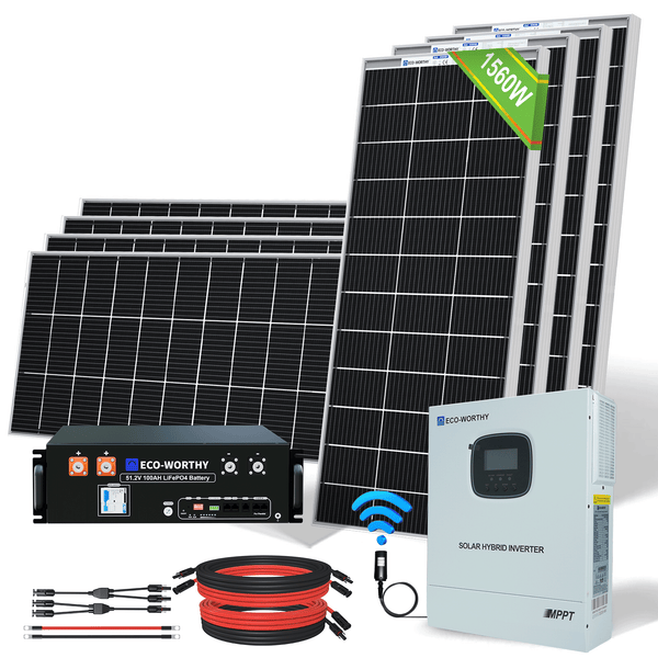 1560W 48V (8 x Bifazial 195W), Komplettes MPPT-Off-Grid-Solar-Kit