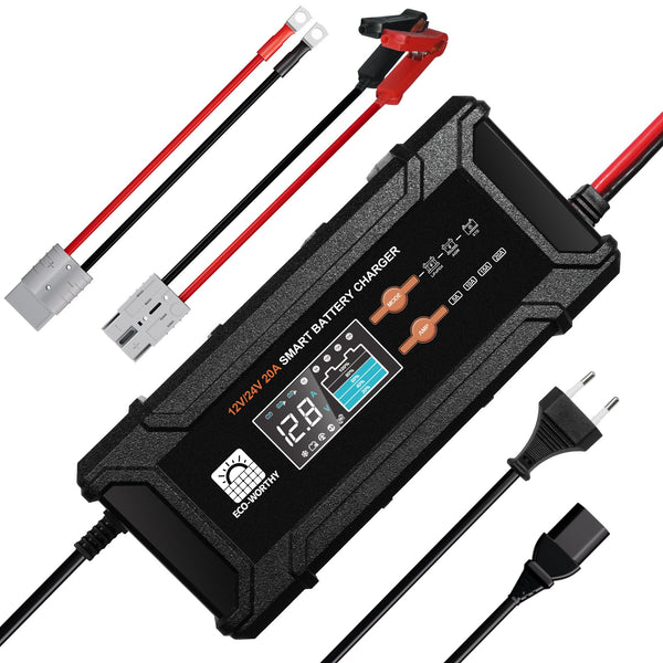 20A 12V/24V intelligentes Batterieladegerät mit LCD-Display für die meisten Batterien