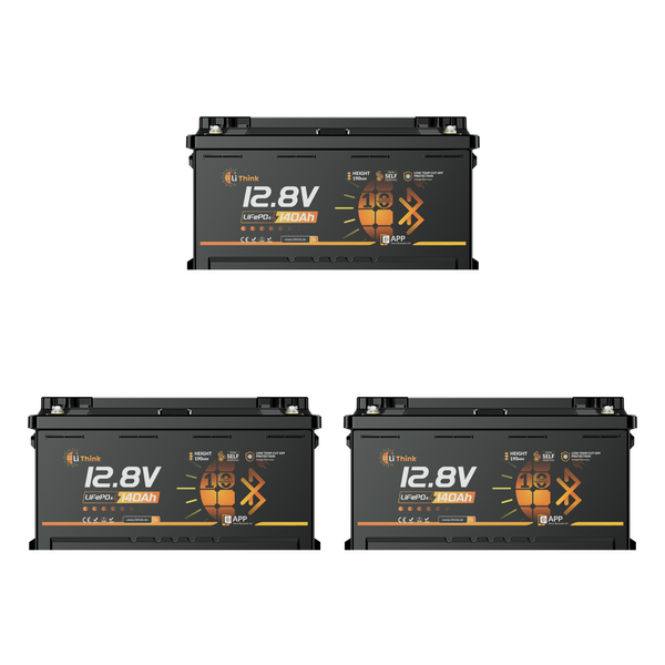 Lithink 12V 140Ah H190 LiFePO4-accu met Bluetooth & zelfverwarming, 200A BMS – DIN H8 voor onder de stoel in camper