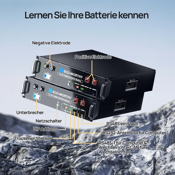 48V (51,2V) 100Ah Server-Rack-Batterie, 5,12kWh Lithium-Batterie, 3U-Größe, mit Bluetooth und WLAN