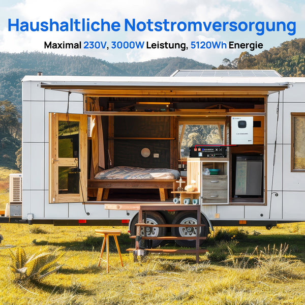 ECO-WORTHY 48V 100Ah LiFePO4 Batterij Versie 3 met 48V 3000W All-in-One Omvormer – Backup Kit voor Thuis