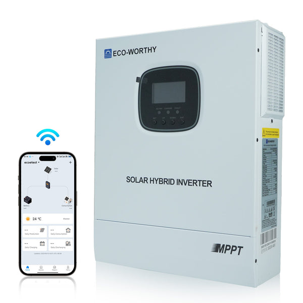 ECO-WORTHY 48V 3000W All-in-One Zonne-Omvormer-Lader | MPPT 60A, 3400W PV-Ingang