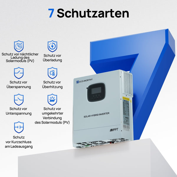 ECO-WORTHY 48V 3000W All-in-One Zonne-Omvormer-Lader | MPPT 60A, 3400W PV-Ingang