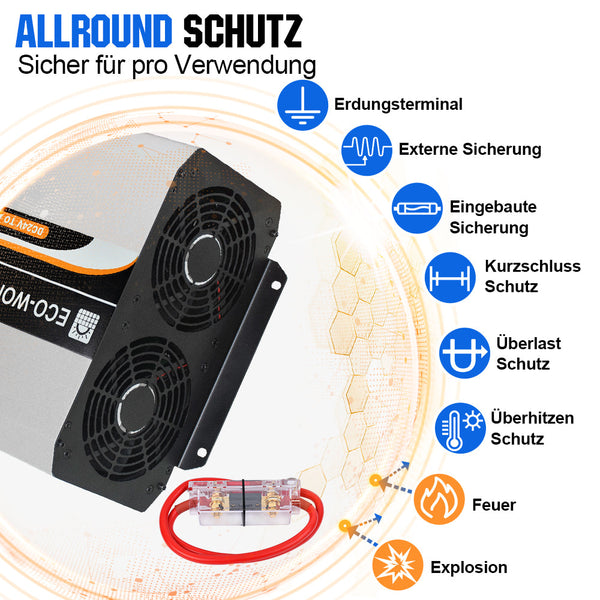 3000W 24V Solar Wechselrichter Reiner Sinus DC 24V AC 220V