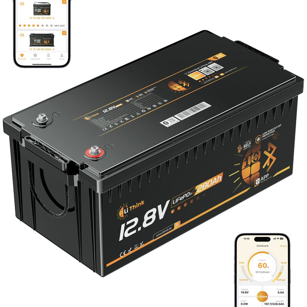 Lithink 12V 280Ah Pro LiFePO4-accu met EVE-cellen LF280K-V3, 200A BMS, Bluetooth & zelfverwarming – voor trollingmotor, camper & zonne-installatie