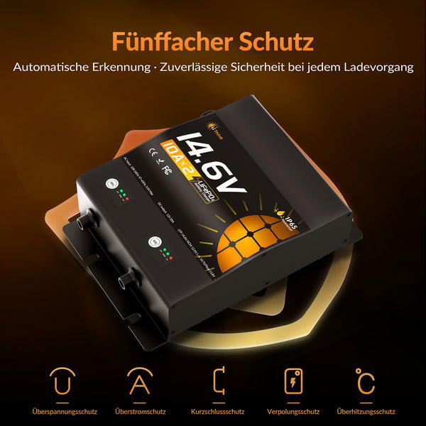 Lithink 14.6V 10A Waterdichte Dubbellader – voor LiFePO₄, NCM en Loodbatterijen