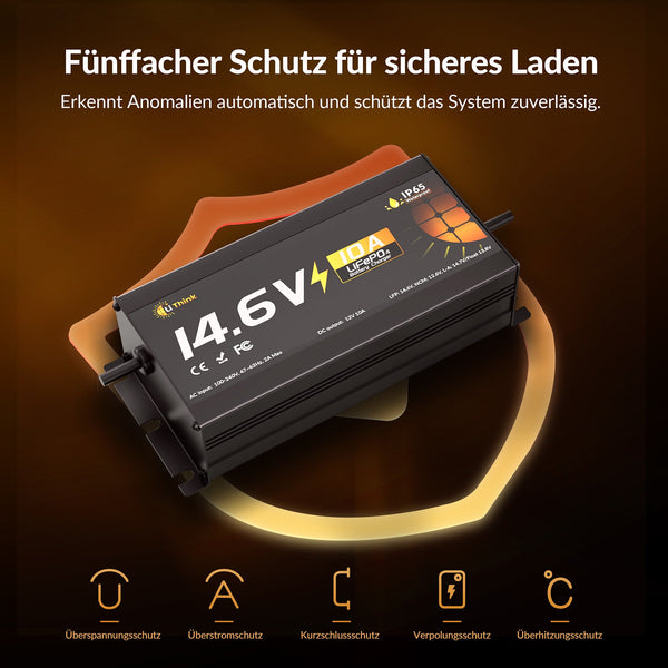 Lithink 14.6V 10A Waterdichte Oplader – voor LiFePO₄, NCM en loodaccu's