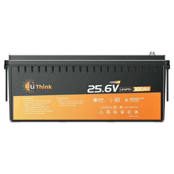 Lithink 24V 100Ah LiFePO4-accu met Bluetooth & zelfverwarming, 150A BMS – voor trollingmotor, camper & zonne-energiesysteem