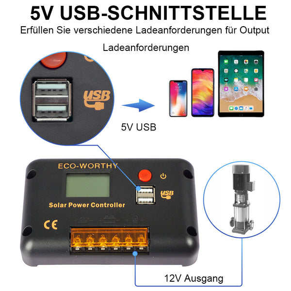 PWM Solarladeregler 30A 12V/24V Aus zweiter Hand