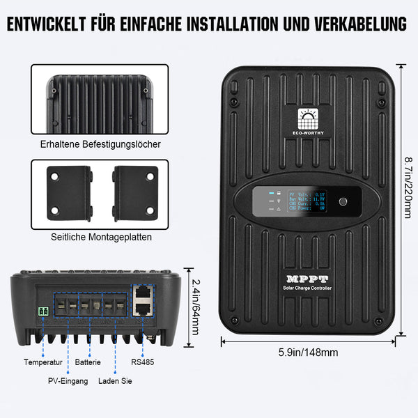 MPPT Solarladeregler 40A 12V/24V